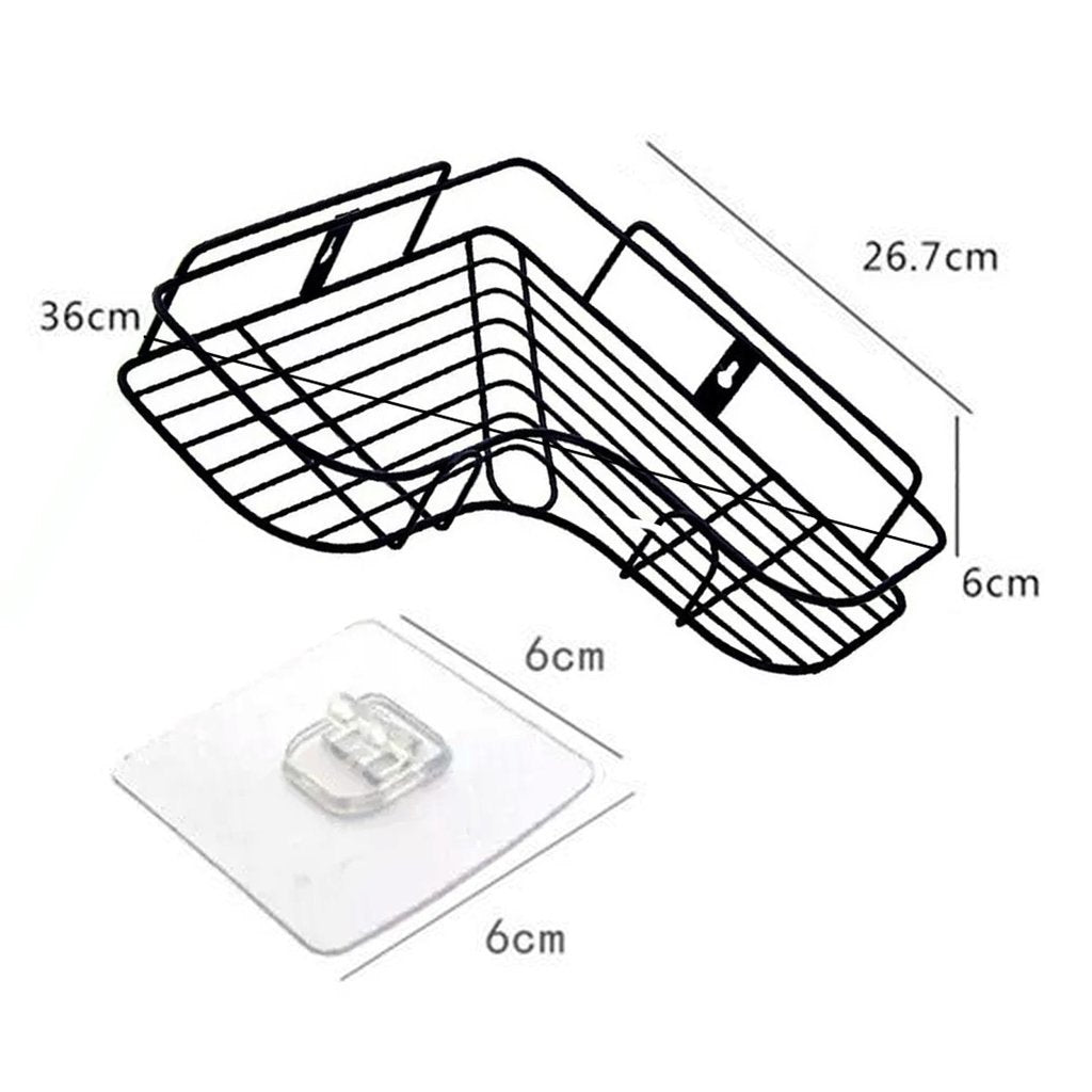 Metal Self-Adhesive Kitchen-Bathroom Corner Shelf Organiser Storage Rack