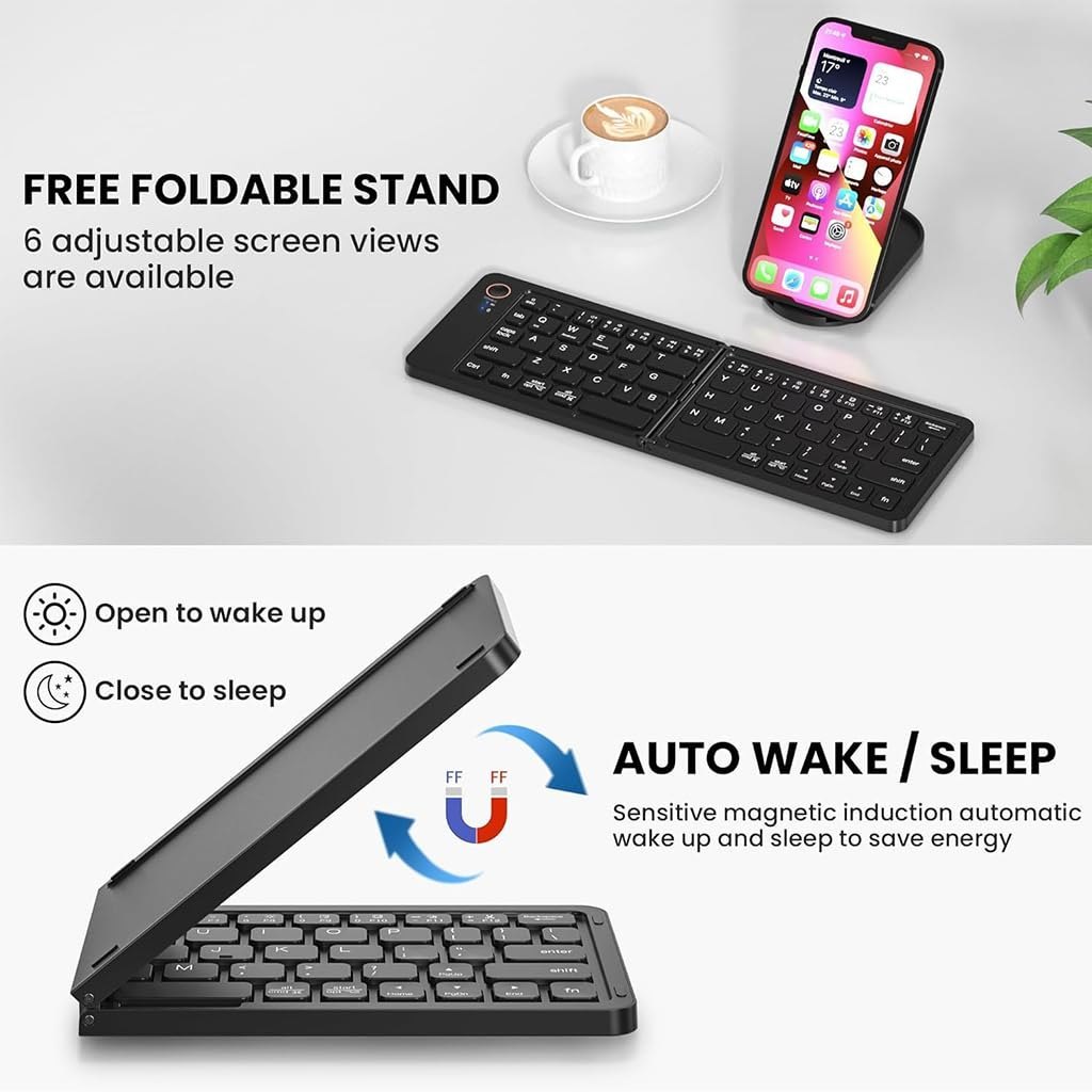 Mini Foldable Bluetooth 5.0 Keyboard with Rechargeable Battery