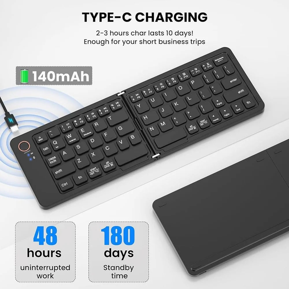 Mini Foldable Bluetooth 5.0 Keyboard with Rechargeable Battery