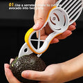 White Plastic Multipurpose Avocado Slicer for Core Removal and Pulp Separation