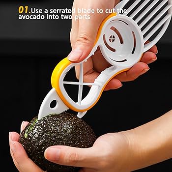 White Plastic Multipurpose Avocado Slicer for Core Removal and Pulp Separation