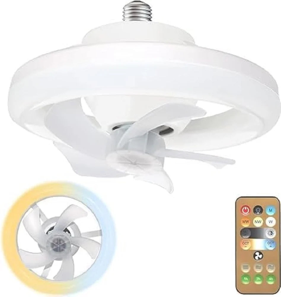 Acrylic Ceiling Fan with Led Light, Remote Control, 3 Color Dimmable