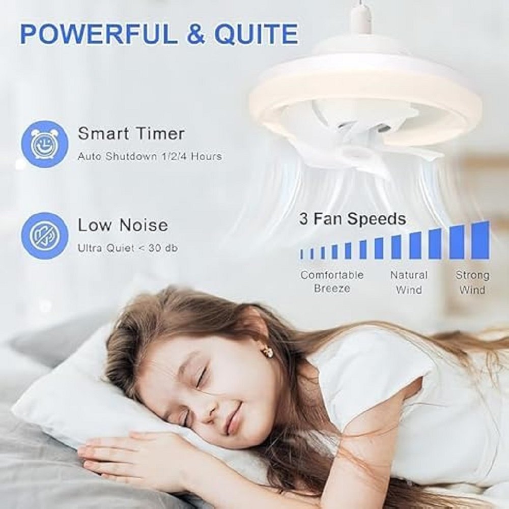 Acrylic Ceiling Fan with Led Light, Remote Control, 3 Color Dimmable