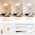 Acrylic Ceiling Fan with Led Light, Remote Control, 3 Color Dimmable