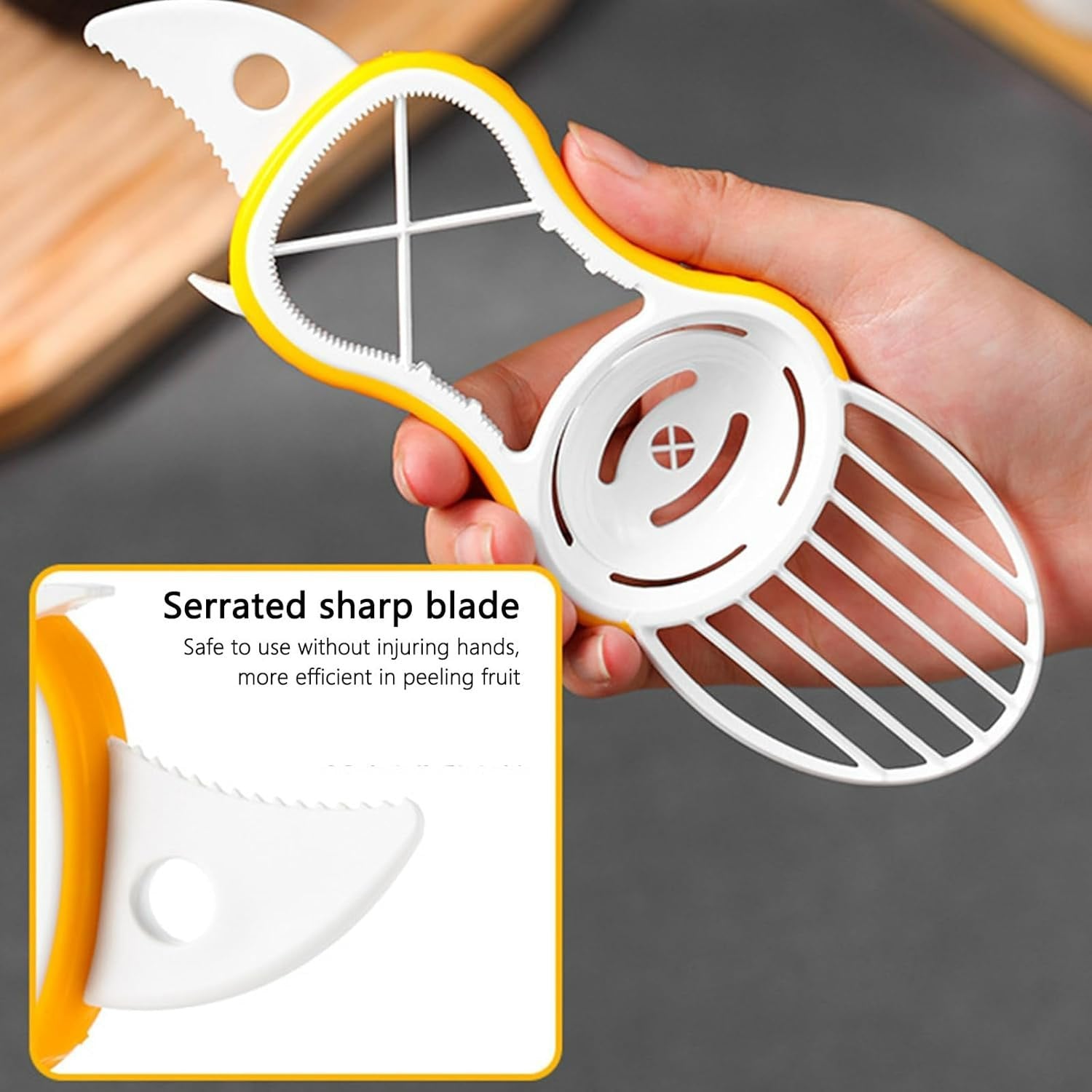 White Plastic Multipurpose Avocado Slicer for Core Removal and Pulp Separation